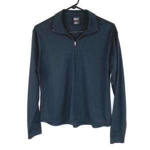 Patagonia Womens 1/4 Zip Shirt Medium Capilene Black Base Layer Long Sleeves